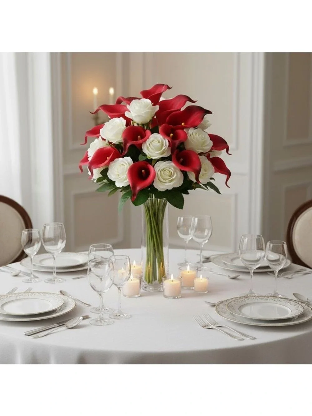 Artificial Red Calla Lily Stems Real Touch Faux Flowers 14 Inch Set of 5